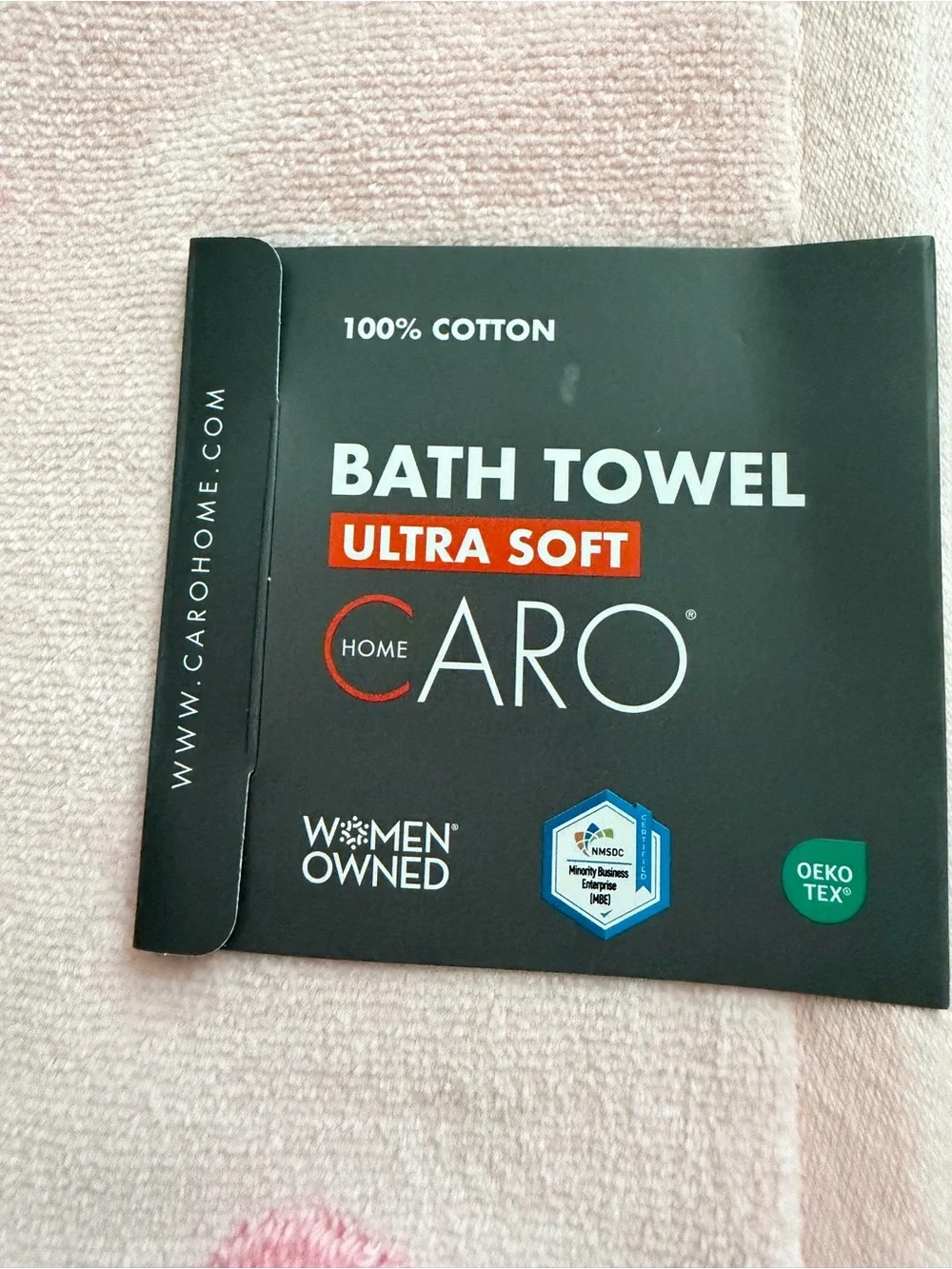 CARO HOME NWT Pink Hearts set of 3 (1 bath towel and 2 tip towels) 100% cotton